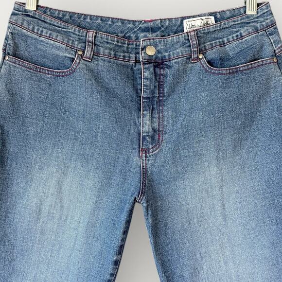 Live a Litttle Denim Capri High Rise Blue Washed Jeans Stretchy Cuff Hem Size 12 - Picture 4 of 12